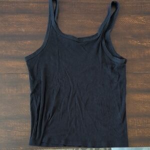 American Eagle Outfitters Gray Sleeveless Fitted Tank Top